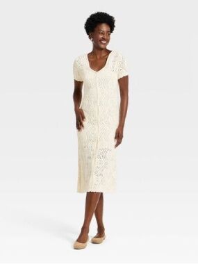 Universal Thread Women’s Western Short Sleeve Scalloped Midi A-Line Dress